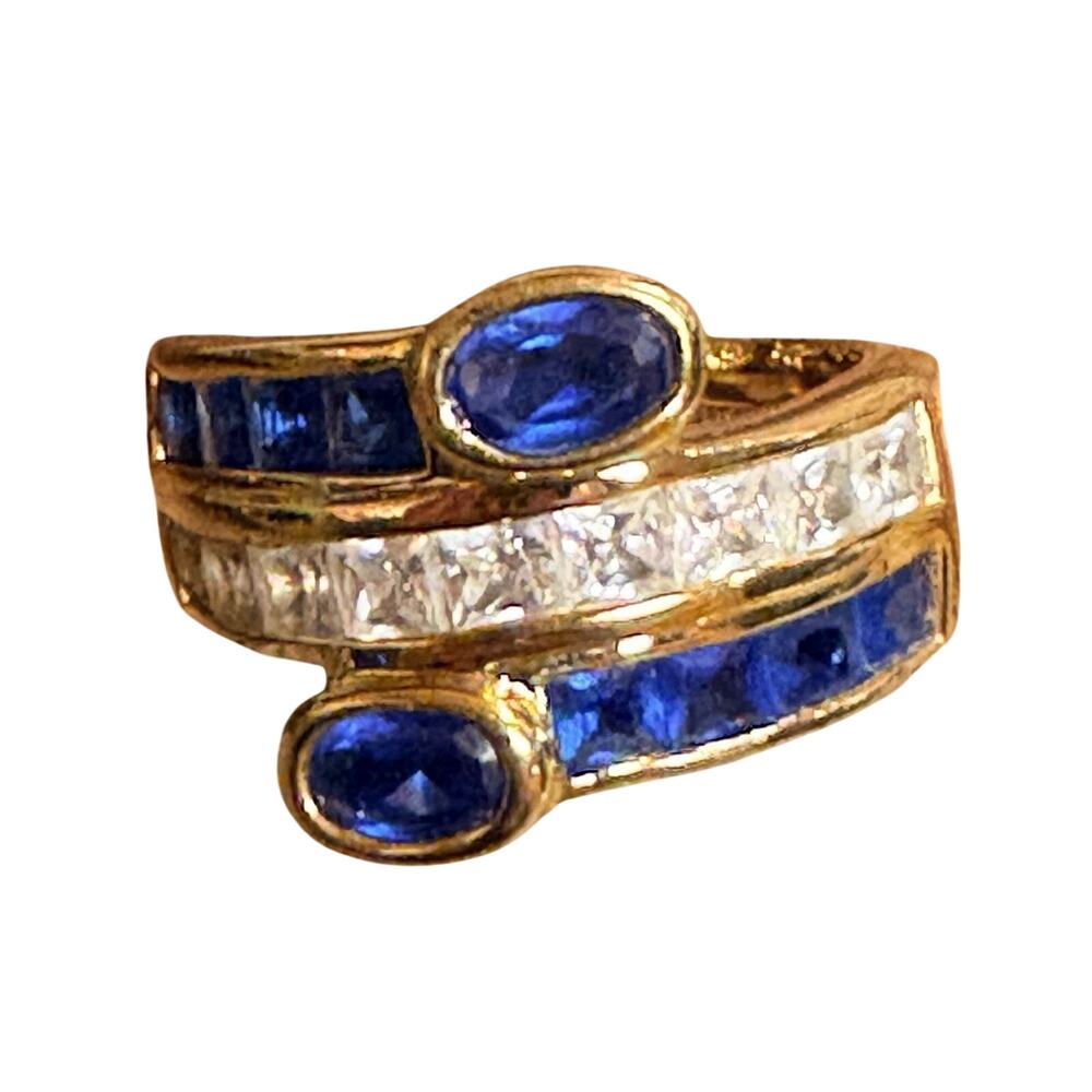 Camrose & Kross JBK Ring Size 7 Gold Wrap with Blue and White Sapphires